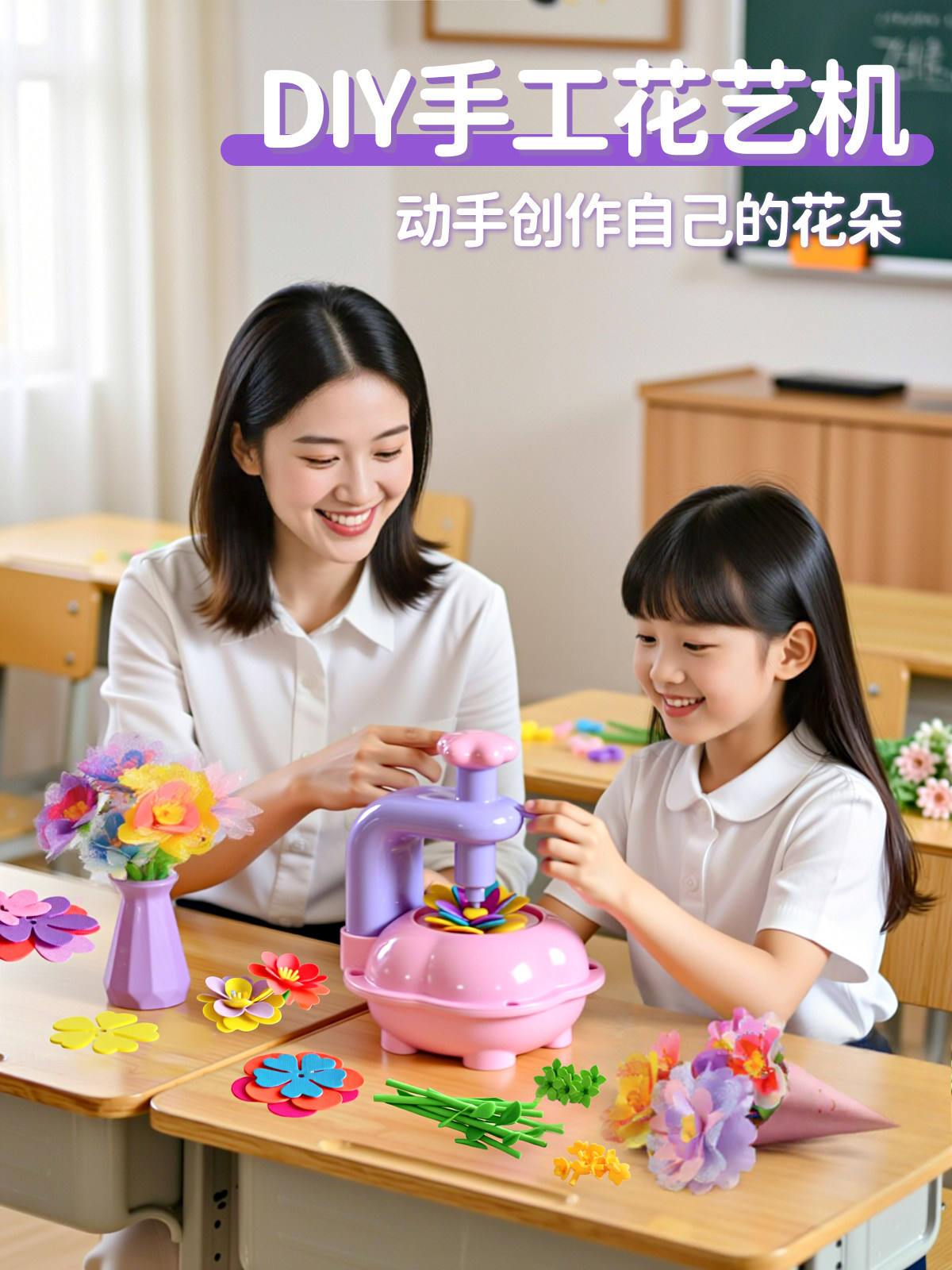 Handmade Creative Floral Machine for Flower Arrangement, Girl's Toy, Educational Pretend Play, Popular Online, Embossing Machine, Birthday Gift