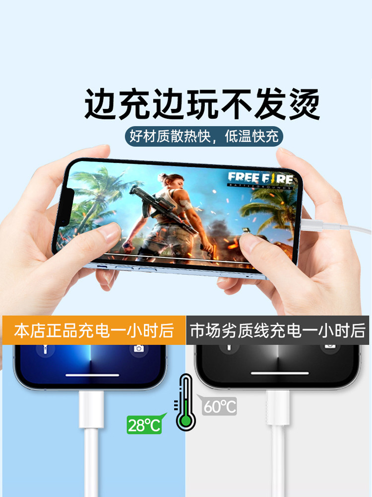 Suitable for Apple 14 Data Cable iPhone 11 Fast Charging 6S Phone Charging Cable 8Plus Extended 2.7m P Charger 12Pro Flash Charge 13 Short iPad Charging Xr Tablet Max Single-Head 6S Cable