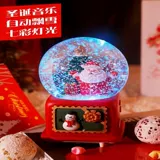 Автоматическая крутящаяся рождественская музыкальная шкатулка, со снежинками