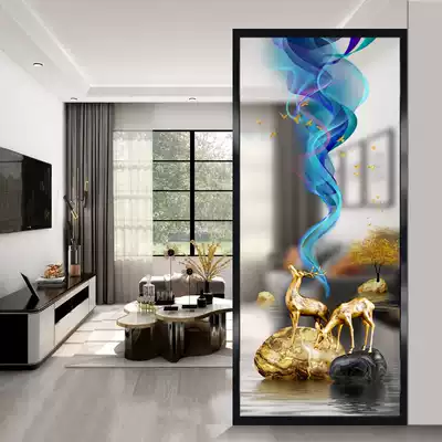 Nordic simple art glass screen living room bedroom partition entry porch double-sided light frosted elk fortune Elk