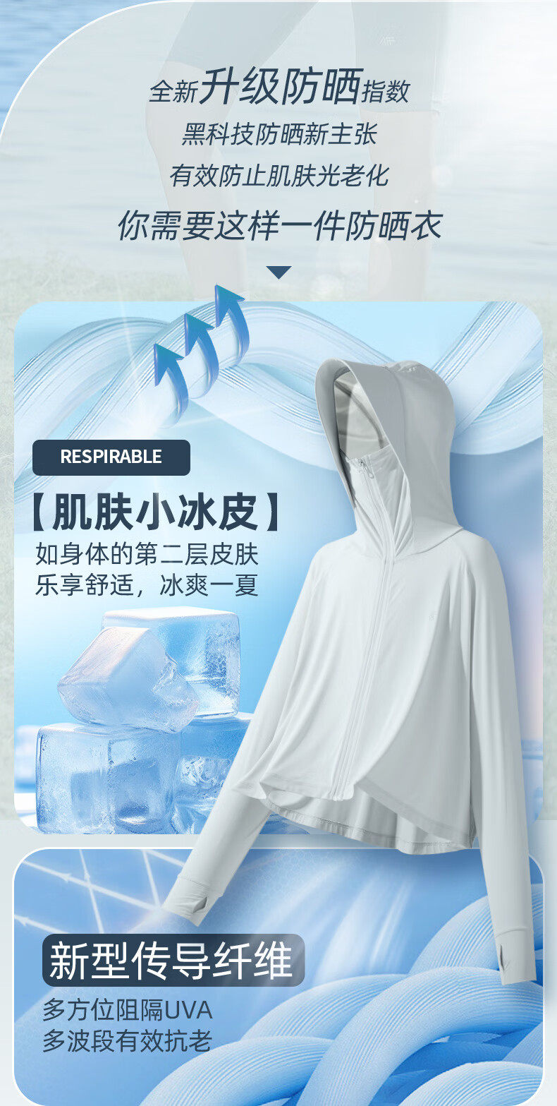 Кожа одежды 乔丹防晒衣女防紫外线轻薄透气皮肤衣upf100+春季清凉冰皮衣服女 Jordan