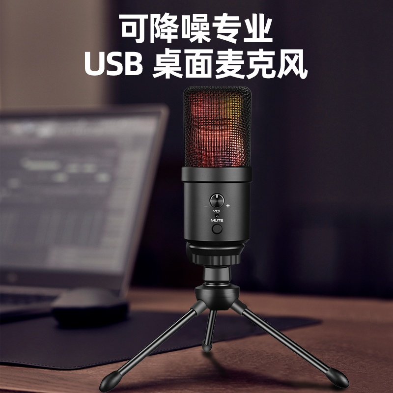 Yukui U780 コンピューター 携帯電話 録音 USB マイク ワンキー ノイズ低減 ゲーム 音声 ダビング コンデンサー マイク