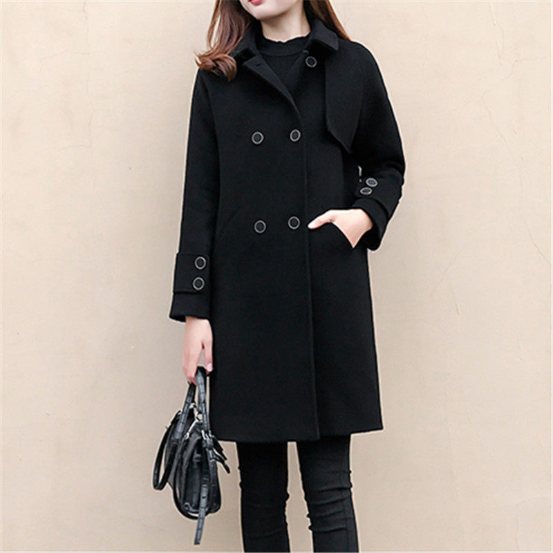 Black Cashmere Coat Women's Spring and Autumn 2021 New Slim Slim Temperament Medium and Long Edition Small Wool Coat