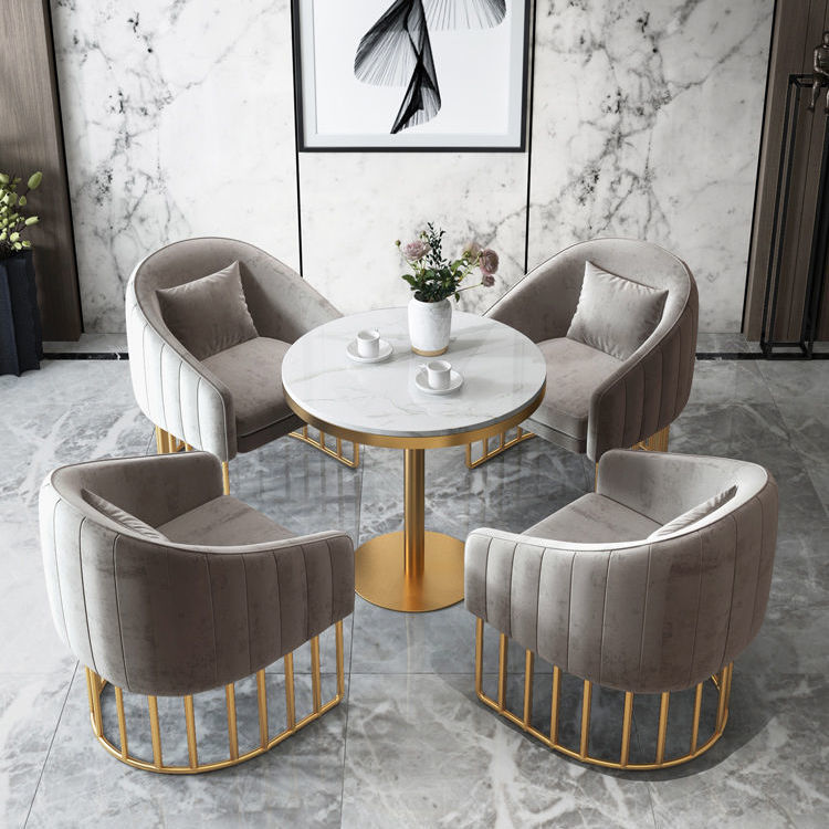 Nordic Light Lavish Talks Table And Chairs Portfolio Office Guests Small Roundtable Casual Sales office Reception with a table of four chairs-Taobao