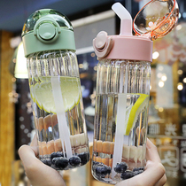 Japanese Harajuku style glass water cup Female with straw Adult heat-resistant glass office simple portable girl cup