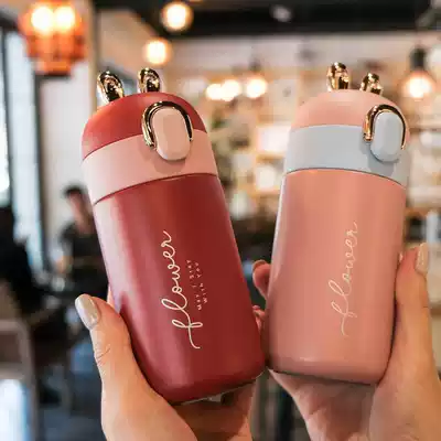 Thermos Cup female simple student portable small office Net Red fresh cute ins girl heart mini cup