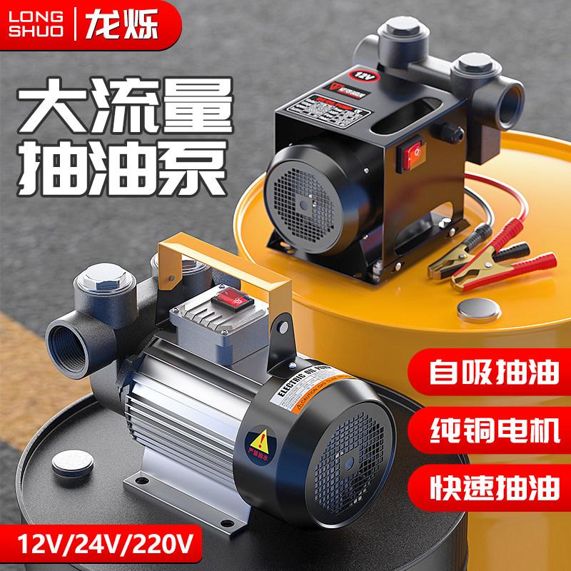 电动抽油泵柴油加油泵12v24v220v通用抽油神器自动启停大流量自吸