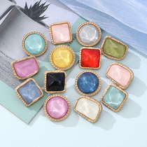 Water ripple metal button round square womens coat coat button small fresh jelly wild decorative button