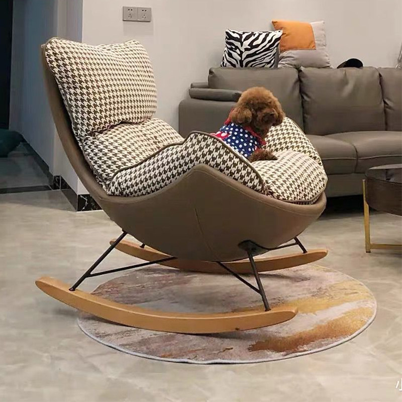 Light luxury rocking chair home reclining chair adult net red Nordic balcony lazy leisure sofa living room single snail chair