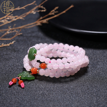 Lang Yao Xinjiang Hetian Jade ball necklace natural Lotus Pink Lady 108 diy multi-ring hand string jade bead chain