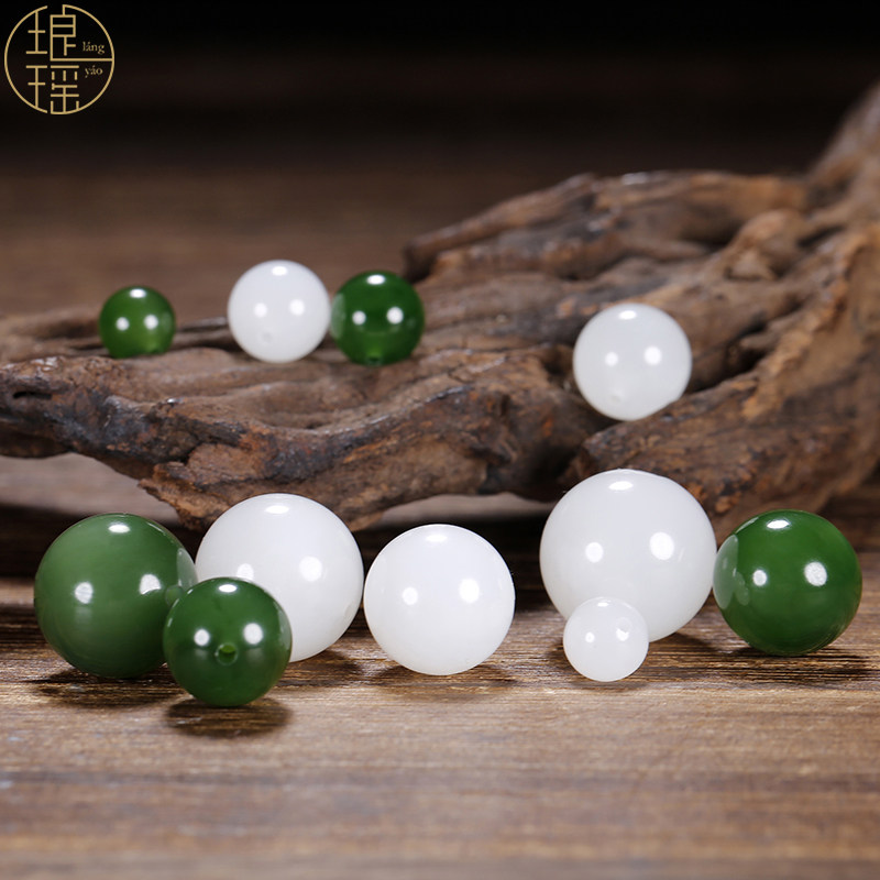 Luang Yao Xinjiang Natural and Tian jade Old pit Beyyu Yuanzhu Goat Fat White Jade Loose Bead can be made by hand string necklace eardrop