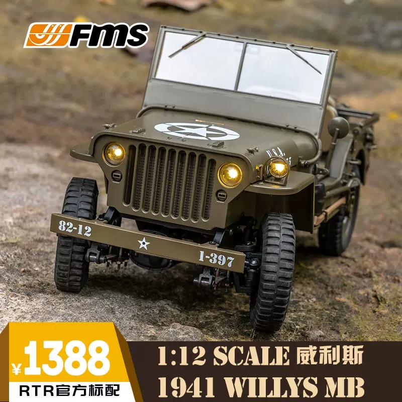Fms Willys Electric Remote Control Model Car 1:12 Dual-Speed World War Ii Simulation Off-Road Climbing Car Toy Car Free Shipping