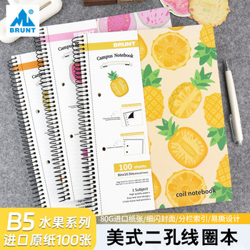 Mainstream American-Style Coil-Bound B5 Notebook for College Students, English Vocabulary Notebook, Thickened Loose-Leaf Diary Notebook