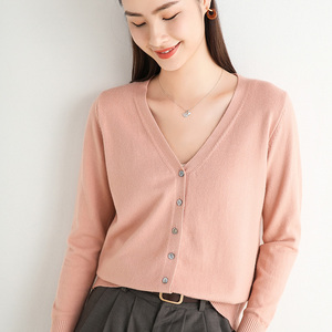 【第二件0元 】V领长袖羊绒毛衣