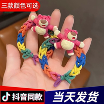 Strawberry Bear Bracelet Bracelet Hair Rope Hand-woven Couple Hair Stirrup Clip To Send Boyfriend Bestie Leather Gluten Hair Circle Dy