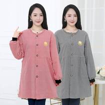 Fashion pure cotton long sleeved apron fabricated dress dress beautiful kitchen anti-smudge clothes