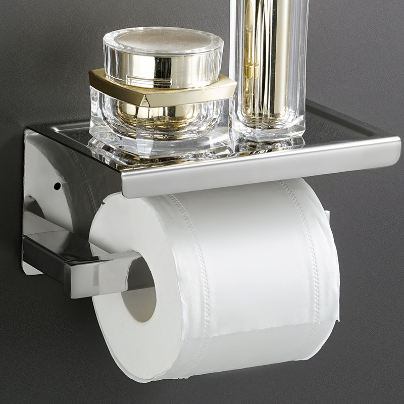 Roll Toilet Paper Rack Engineering 304 Stainless Steel Makeup Room Mobile Phone Shelve Toilet Toilet Paper Box Wall-mounted Paper Towel Free