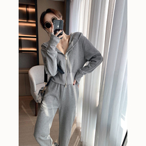 Casual Fashion Harbor Wind Retro chic2021 Sweatshirt Minus Age Net Red Broadlegged Pants Foreign Air Two Suits Women Fall