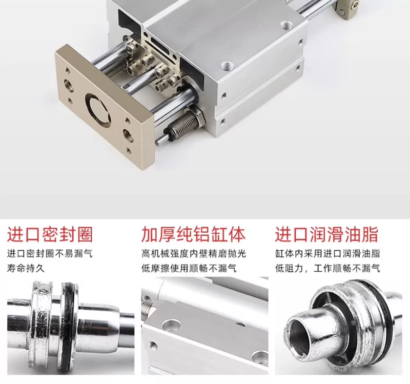 Xi lanh dẫn hướng MGGMB20/25/32/40/50-100150/200/300/500 ba trục với cột thanh dẫn hướng kép