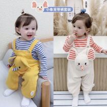eleven-month female baby suit infant cute one-piece clothes spring autumn suit pure cotton clothes preliminary male and female