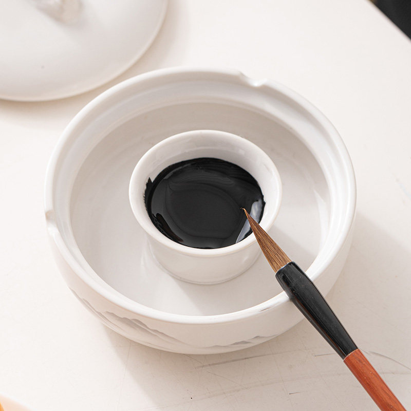 Hao Yao Hot Pot Inkstone Non-Drying Ink Pool Special Ink for Beginners' Brush Calligraphy Moisturizing Pen Washer with Lid Ink Box Inkstone