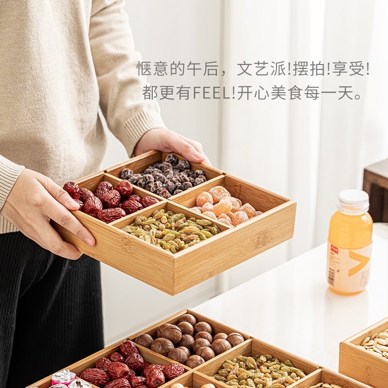 Fire Pit Ice Tea Brewing Set, Internet-Famous Style, Full Set with Tray, Snacks, Fruit Plate, Bamboo Nine-Compartment Dried Fruit Box