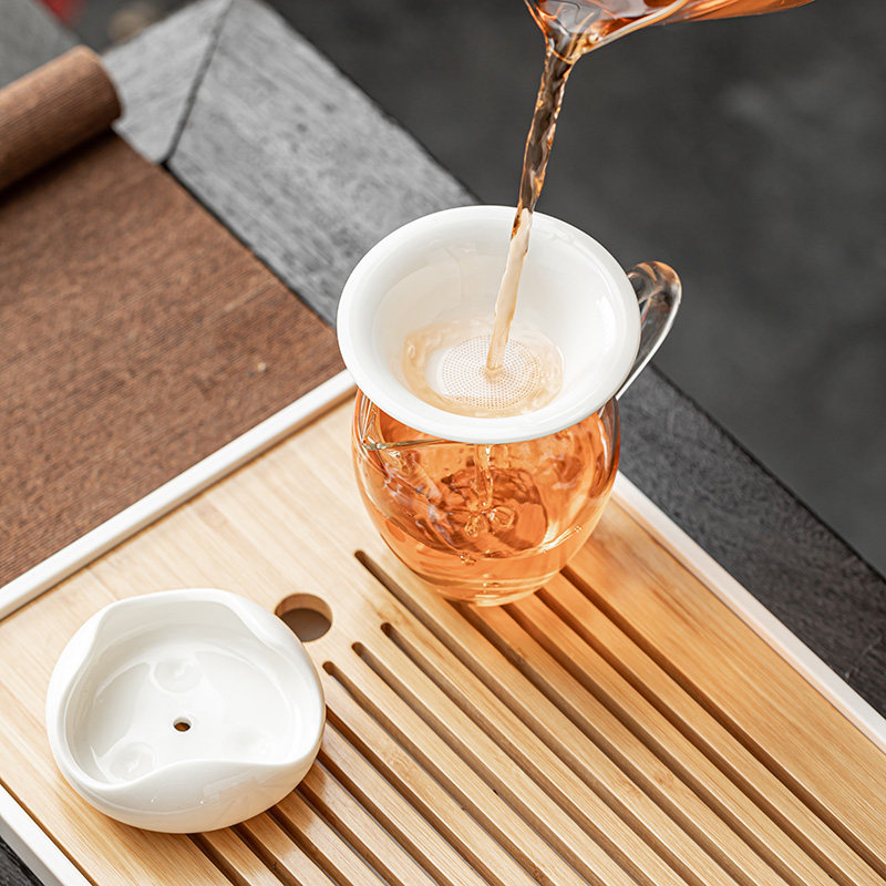 Thickened Heat-Resistant Glass Fair Cup, Transparent Tea Brewing Filter, Kung Fu Tea Set Accessories, Tea Divider, Tea Strainer Set