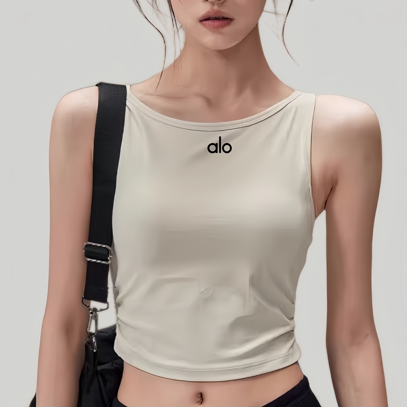 Aio New Yoga Vest with Chest Pads for Outerwear, Running Sports Bra, Slimming Pilates Training Top