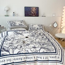 Milk Suede Four Pieces Winter Coral Suede Korean Teal Girl flannel Flannel Bed with suede Quilt Cover Bedding bedding