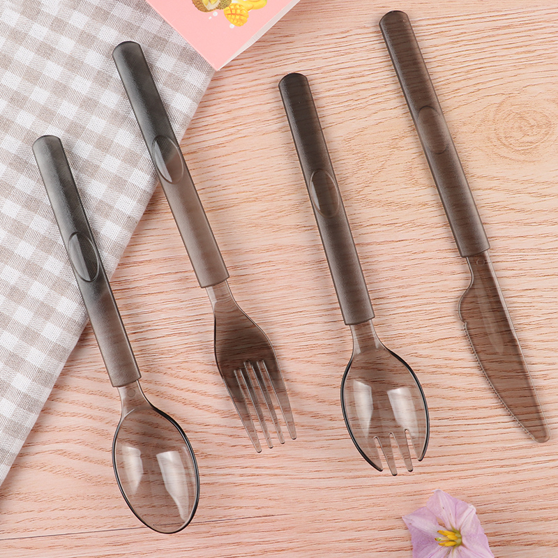 <!--高档欧式塑料一次性刀叉勺子西餐具牛排轻食蛋糕西点独立包装加厚-->