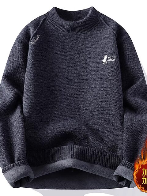 Half turtleneck all-in-one velvet sweatshirt for boys and girls 2025 winter warm base layer thick embroidered inner layer