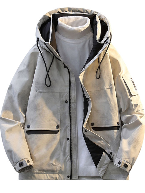 American style workwear down jacket for men and teenagers winter new outdoor hooded cold-proof clothing for boys 90 velvet warm bread jacket