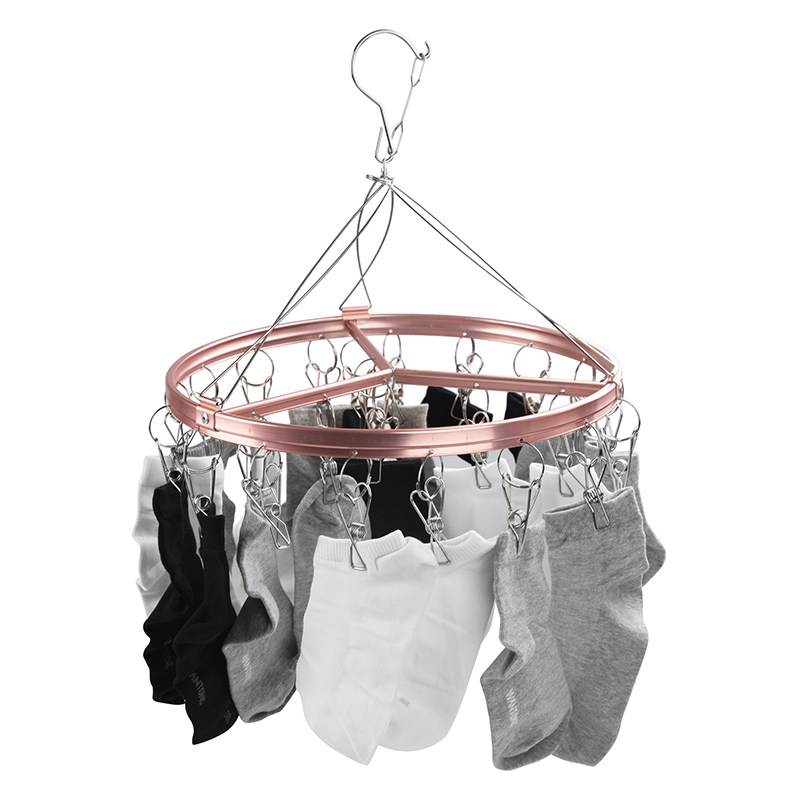 Excellent home color aluminum alloy 24 clip drying rack windproof large clip force non-knot multi-functional clothes drying rack