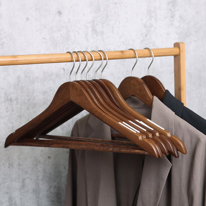 Superior Home Classic Luxury Wood Hanger 4 Fitting Retro Anti-Slip Comfort Feel Metal Hook Multifunction Clothes Hanger