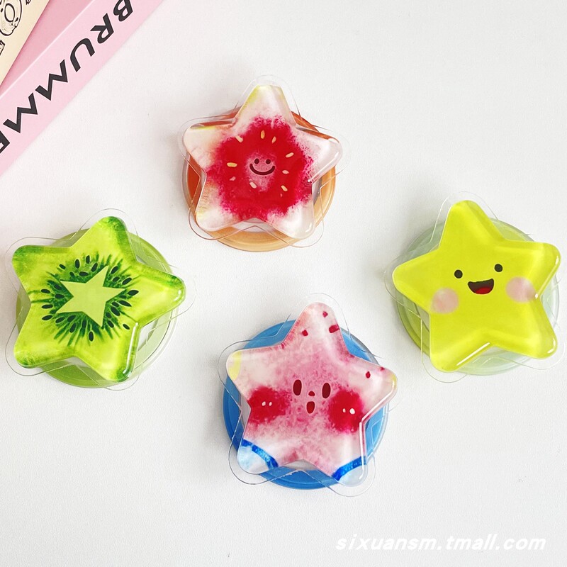 Korean-Style Ins-Style Fun Cartoon Cute Star Smiley Face Expression Five-Pointed Star Fruit Magsafe Magnetic Airbag Phone Holder Foldable Telescopic Rotating Air Cushion Adsorption Ring Stand for Watching Shows Korean-Style Ins-Style Fun Cartoon Cute Star Smiley Face Expression Five-Pointed Star Fruit Magsafe Magnetic Airbag Phone Holder Foldable Telescopic Rotating Air Cushion Adsorption Ring Stand for Watching Shows