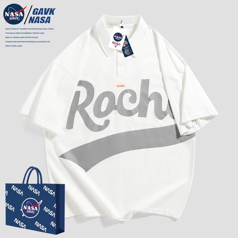 NASA GAVK日系POLO衫短袖男透气宽松休闲翻领打底衫情侣t恤潮牌女