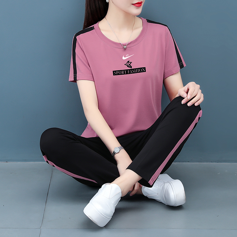 Official web official flagship store sports casual wear suits women 2022 Summer new pure cotton Two sets of damp