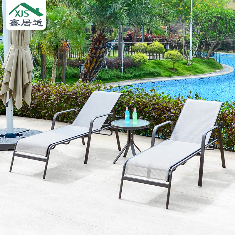 Outdoor lounge pool outdoor balcony courtyard lybed beach chair folded lounge chair beach waterproof hotels