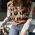 Thu đông mới phiên bản Hàn Quốc thời trang phong cách Anh kiểm tra áo len cổ chữ V không tay áo len Lingge vest áo hoodie nữ cute Áo vest