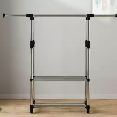 Stainless steel drying rack floor-to-ceiling household balcony lifting hanger indoor and outdoor drying hanger double pole simple clothes drying