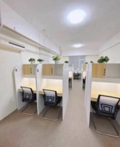 Self-study room partition table and chairs closed immersive study table with small black house checkered room for college students to study certificate table