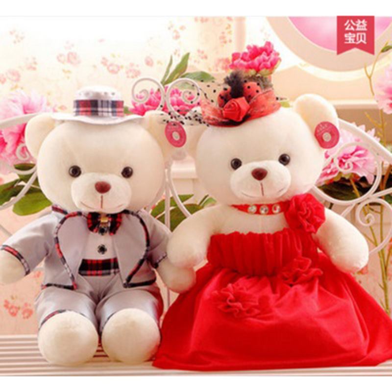 Press bed dolls a pair of wedding new high-end creative gifts couple dolls large wedding plush toy wedding dress