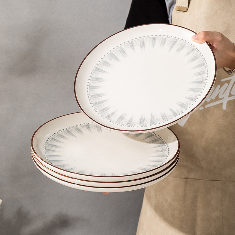 Plate Set for Home Use, New Ceramic Bowls and Plates, Tableware Set with a High-End Feel, Japanese-Style Round Plate, Large Steak Dinner Plate Plate Set for Home Use, New Ceramic Bowls and Plates, Tableware Set with a High-End Feel, Japanese-Style Round Plate, Large Steak Dinner Plate