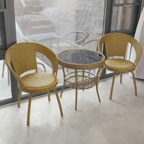 Balcony small table and chairs tea table and chairs Combined casual outdoor rattan chetten chair patio outdoor tea table rattan chair Three sets