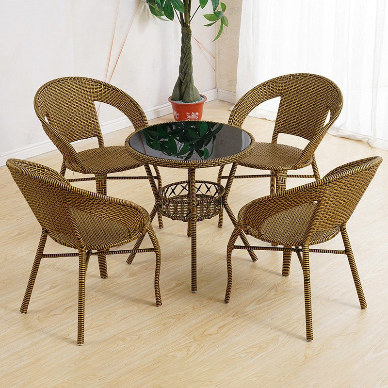 Rattan chair three-piece set balcony tea table and chair combination outdoor leisure rattan tea table courtyard outdoor garden rattan chair net red