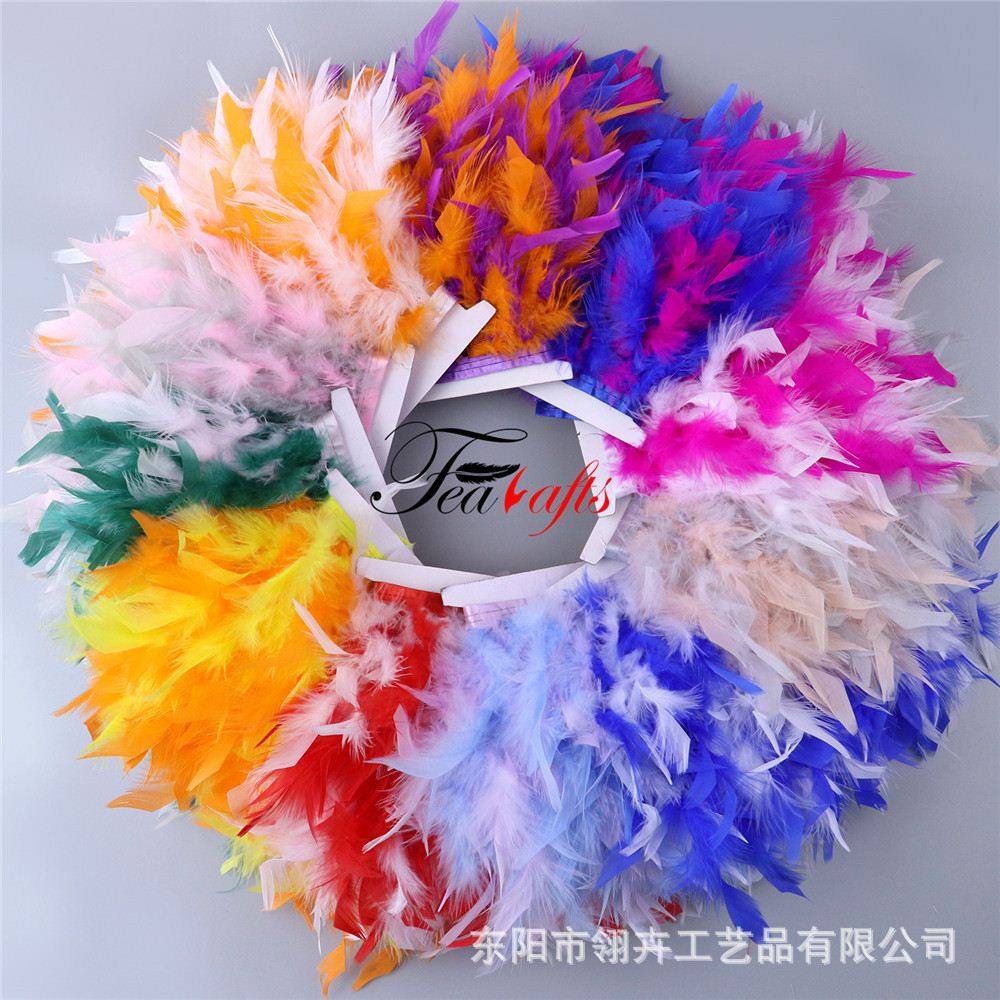 Turkey Hair DIY Colorful Feather Clothing Accessories Bicolor Fire Piece Cloth Side Turkey Fur Trim by hand-Taobao