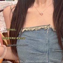 Original customized interlocking natural tourmaline 925 silver plated rose gold bracelet exquisite girl clavicle chain