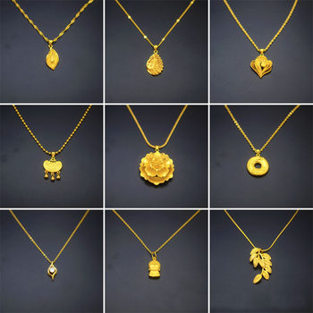 Imitation gold necklace vietnamese sand gold fake gold chain long lasting women's pendant necklace flower love buddha diamond