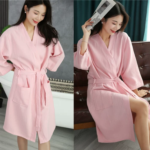 Хлопковый банный халат подходит для мужчин и женщин для влюбленных, пижама