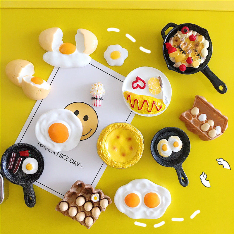 Creative simulation food refrigerator stickers gourmet energy breakfast egg tart food play magnetic stickers decorative magnets